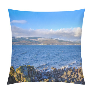 Personality  Dunoon And The Argyle Hills Looking Over The Holy Loch From Gourock With The First Signs Of Snow On The Hills In December Pillow Covers