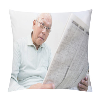 Personality   Socked Senior Man Reading A Newspaper While Relaxing At Home Pillow Covers