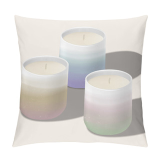 Personality  Vector Scented Candle In Traditional Asian Or Japanese Ceramic Tea Cup. Gradient Colors. Pillow Covers