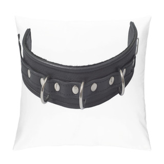 Personality  Black Leather Collar With 3 Rings Pillow Covers