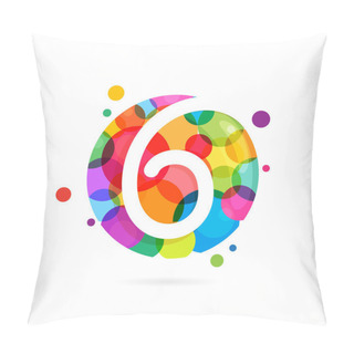 Personality  Number Six Logo With Rainbow Dots.  Pillow Covers