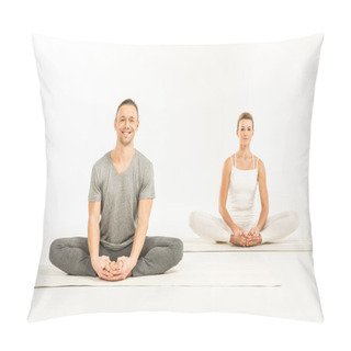 Personality  Couple Sitting In Lotus Position  Pillow Covers