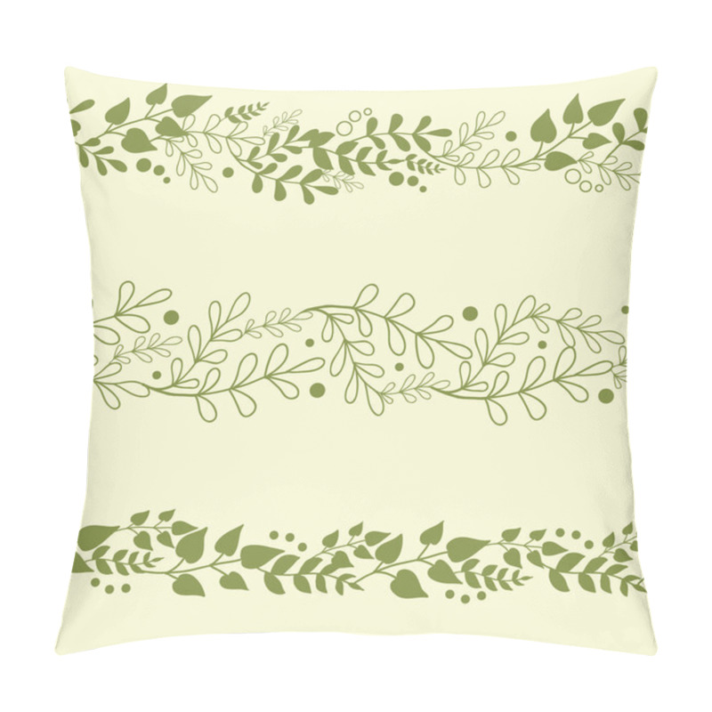 Personality  Three Green Plants Horizontal Seamless Patterns Backgrounds Set Pillow Covers