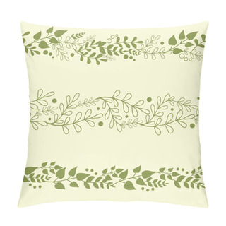 Personality Three Green Plants Horizontal Seamless Patterns Backgrounds Set Pillow Covers