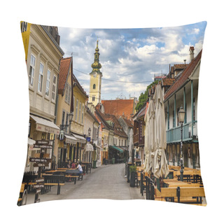 Personality  View Of The Restaurants And Buildings In Ivana Tkalcica Street, Zagreb, Crotia. June 2017 Pillow Covers