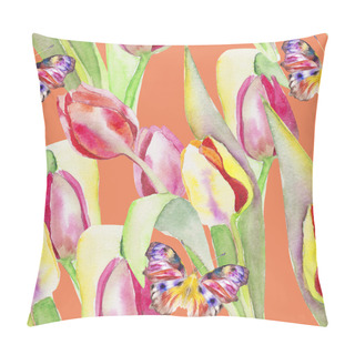 Personality  Tulups Flowers Butterfly Pillow Covers
