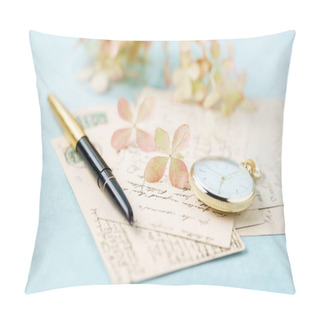 Personality  Vintage Cards And Hydrangea Flowers, Close Up Pillow Covers