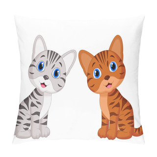 Personality  Cute Two Baby Cat Cartoon Pillow Covers