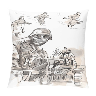 Personality  Soldier In Mask - An Hand Drawn Vector Pillow Covers