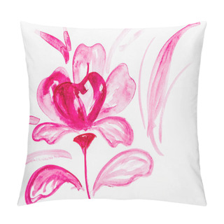 Personality  Top View Of Pink Watercolor Flower On White Background  Pillow Covers