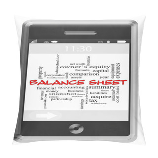 Personality  Balance Sheet Word Cloud Concept On Touchscreen Phone Pillow Covers