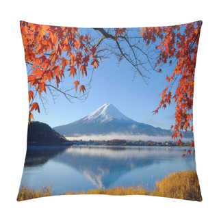 Personality  Mt.Fuji And Autumn Foliage At Lake Kawaguchi Pillow Covers