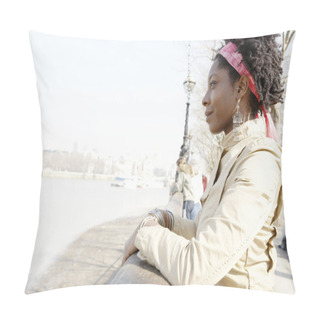 Personality  African American Woman At London's River Thames Pillow Covers