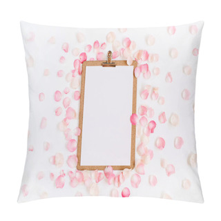 Personality  Clipboard Mock Up And Pink Rose Petals Pillow Covers
