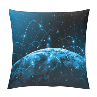 Personality  Best Internet Concept Of Global Business. Globe, Glowing Lines On Technological Background. Elements Of This Image Furnished By NASA Pillow Covers