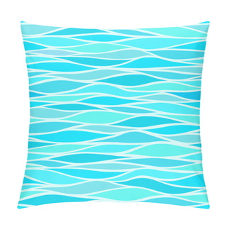 Personality  Seamless Patterns With Stylized Waves Blue Shades Pillow Covers