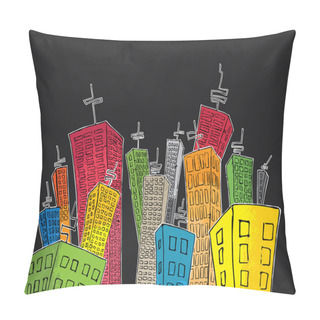 Personality  Cartoon Concrete Colored City Vector Illustration Pillow Covers