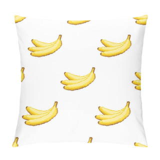 Personality  Seamless Pattern With Pixel Art Bananas. Vector Illustration Of Seamless Print Pattern. 8bit Pillow Covers