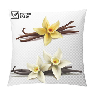 Personality  3d Realistic Vector Isolated Vanilla Sticks And Vanilla Flowers In Yellow And White Pillow Covers