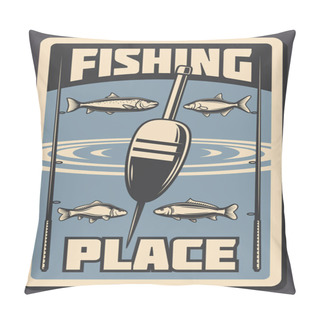 Personality  Sea Fishing Advertisement Vector Retro Poster Pillow Covers