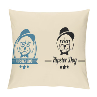 Personality  Hipster Dog With Glasses Pillow Covers