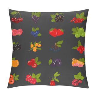 Personality  Set Of Color Berries Icons In Cartoon Style For Web And Mobile Design Pillow Covers