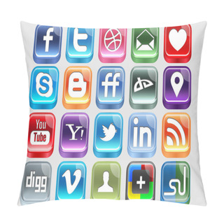 Personality  Plastic Social Media Icons Pillow Covers