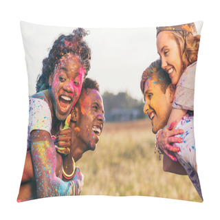 Personality  Multiethnic Couples At Holi Festival Pillow Covers