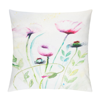 Personality  Watercolor Pink Poppy Flowers Pillow Covers