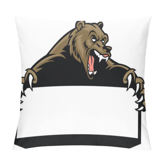 Personality  Grizzly Bear Hold The Blank Sign Pillow Covers
