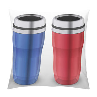 Personality  Vector Illustration Of Thermo-cups. Pillow Covers