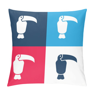 Personality  Animal Blue And Red Four Color Minimal Icon Set Pillow Covers