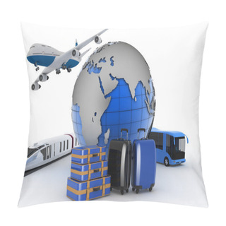 Personality   The Plane, The Train, The Bus And Globe Pillow Covers