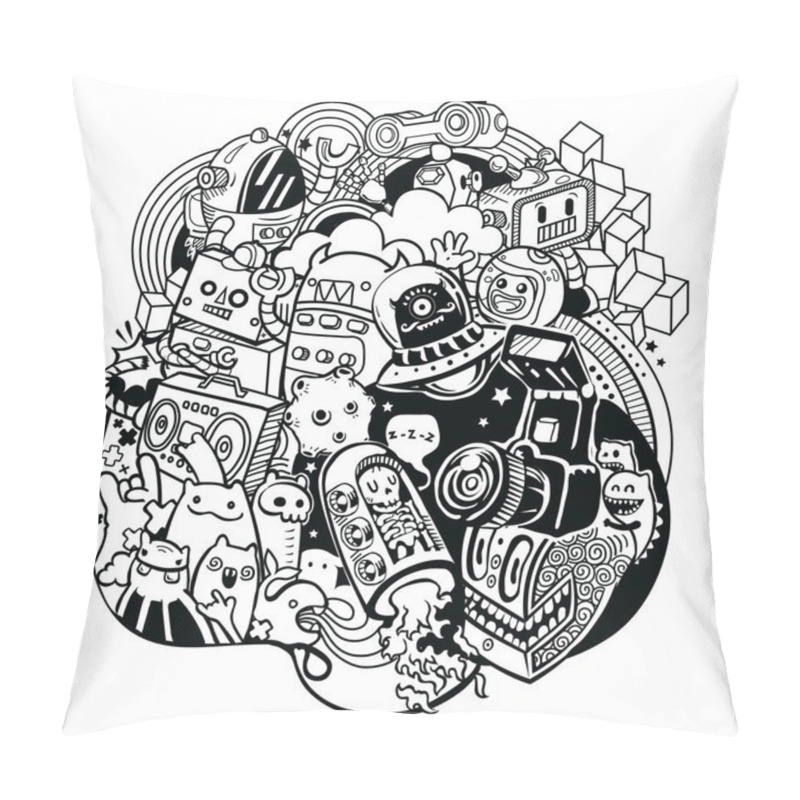 Personality  Doodle robots, doodle robot element, pillow covers