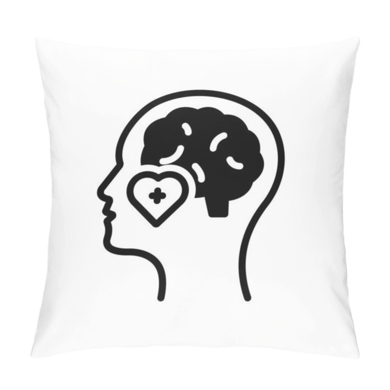 Personality  Black Solid Icon For Mental Health  Pillow Covers