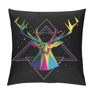 Personality  Geometric Deer Head Pillow Covers