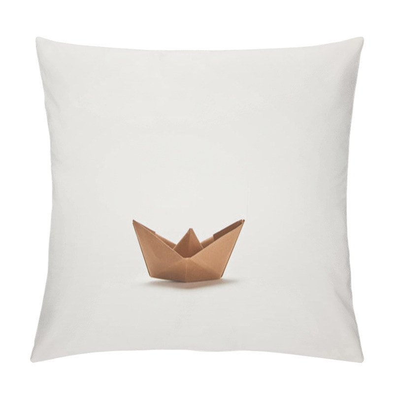 Personality  paper boat on grey background with copy space pillow covers