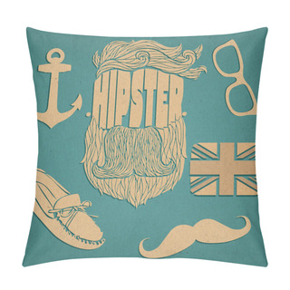 Personality  Hipster Icon Set Vector Illustration   Pillow Covers