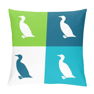 Personality  Bird Loon Shape Flat Four Color Minimal Icon Set Pillow Covers