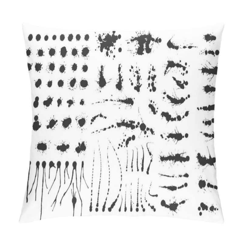 Personality  Vector set of ink splashes blots splatter collection grunge design element and art messy backdrop color dirty liquid shape spatter black white silhouette illustration pillow covers