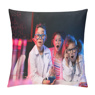 Personality  Children Doing Chemical Research In Laboratory. Dangerous Experiment Pillow Covers