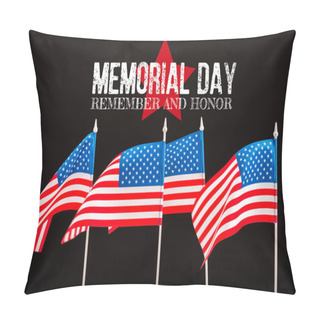 Personality  American Flags With Memorial Day Lettering Isolated On Black Pillow Covers