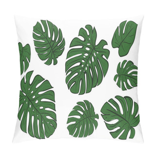 Personality  Monstera Leaves Of A Tropical Plant Sketch.  Pillow Covers