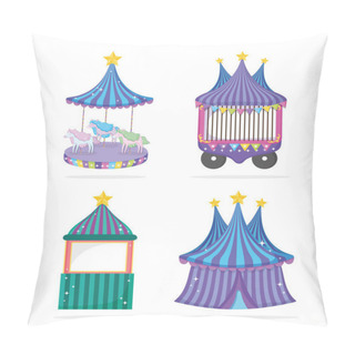 Personality  Set Circus Traditional Event Entertainment Festival Vector Illustration Pillow Covers