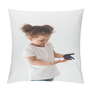 Personality  Little Kid Girl With Painted Hands Pillow Covers