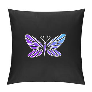 Personality  Black Butterfly Top View With Lines Wings Design Blue Gradient Vector Icon Pillow Covers