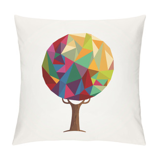 Personality  Tree Made Of Colorful Abstract Shapes. Vibrant Color Geometric Texture For Fun Conceptual Idea. EPS10 Vector. Pillow Covers