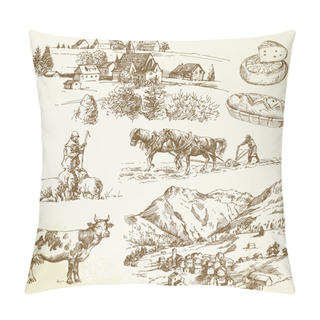 Personality Farm, Agricultural Village - Rural Landscape Pillow Covers
