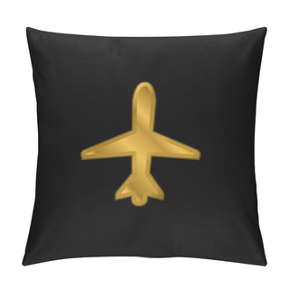 Personality  Airplane Pointing Up Gold Plated Metalic Icon Or Logo Vector Pillow Covers