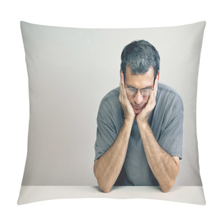 Personality  Worried Man Somber Portrait Pillow Covers